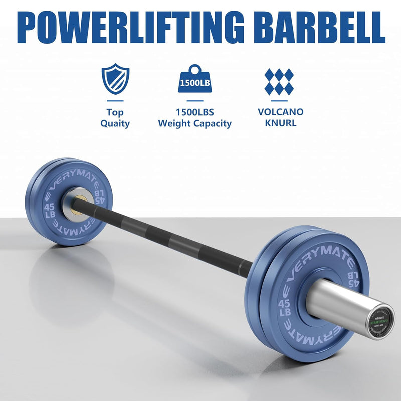 EVERYMATE Powerlifting Barbell 7' Olympic Adult Bar Available with Hard Chrome Sleeves for Gym Home Exercises