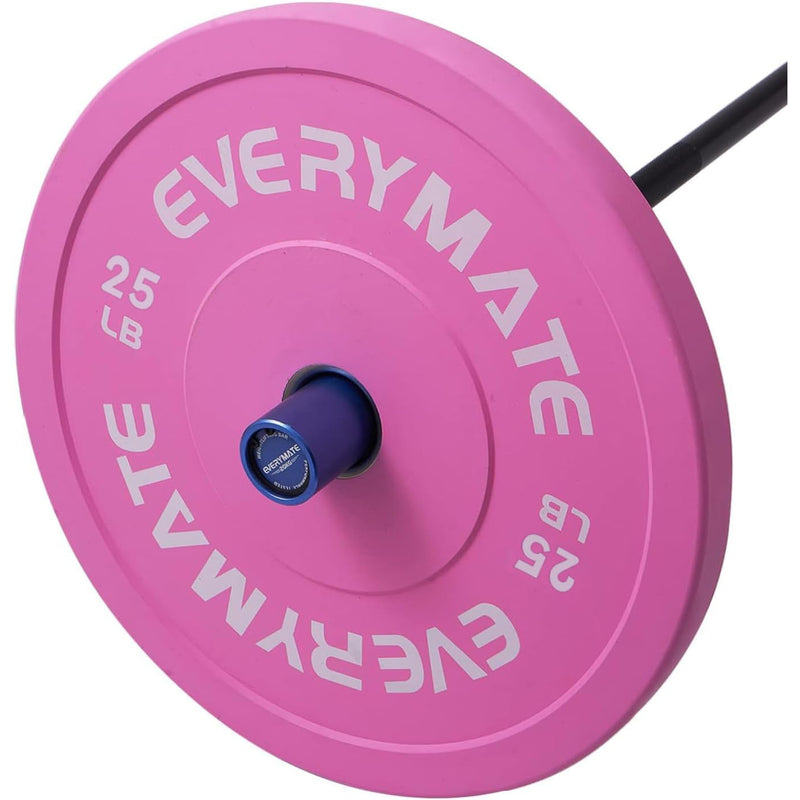 Pink Weight Plates 25LB Olympic Bumper Plates Grip Weight Plates for Strength Training & Crossfit Steel Inserts Weight Plates Fit 2" Barbells Virgin Rubber Weights