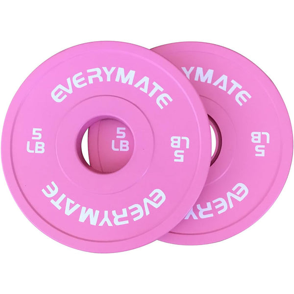 Pink Weight Plates 5LB Olympic Bumper Plates Grip Weight Plates for Strength Training & Crossfit Steel Inserts Weight Plates Fit 2" Barbells Virgin Rubber Weights