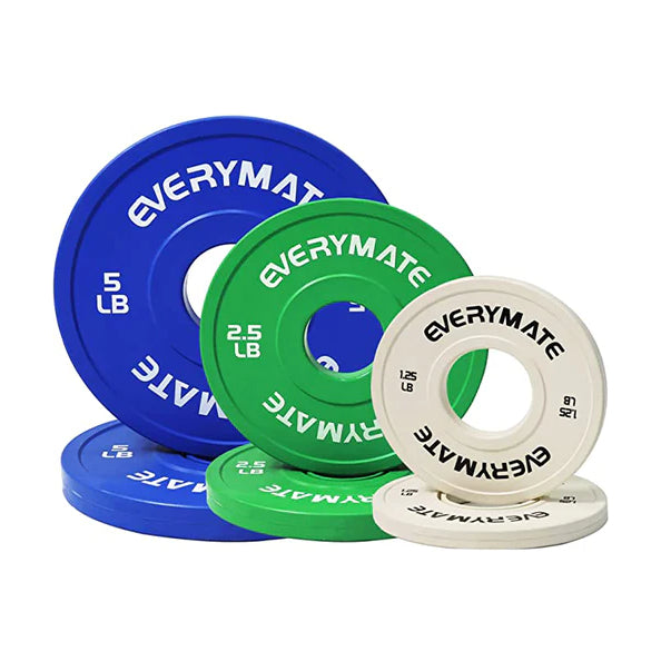 EVERYMATE Change Weight Plates 1.25LB 2.5LB 5LB Set Fractional Plate Olympic Bumper Plates for Cross Training Bumper Weight Plates Steel Insert Strength Training Weight Plates