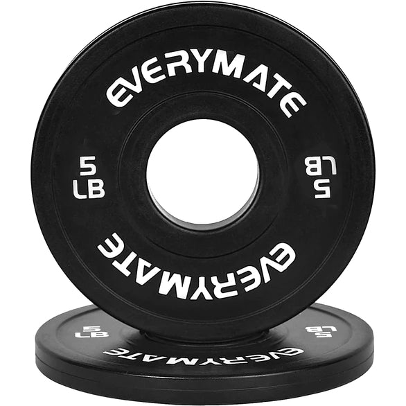 EVERYMATE Black Change Weight Plates 5LB Set Fractional Plate Olympic Bumper Plates for Cross Training Bumper Weight Plates Steel Insert Strength Training Weight Plates