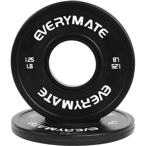 EVERYMATE Black Change Weight Plates 1.25LB Set Fractional Plate Olympic Bumper Plates for Cross Training Bumper Weight Plates Steel Insert Strength Training Weight Plates