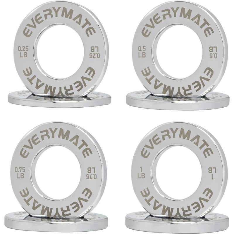 EVERYMATE Fractional Micro Weight Plates Set of 8 Weight Plate Pair of 0.25LB 0.5LB 0.75LB 1 LB for Olympic Barbells for Strength Training Micro Plates Weight Plate