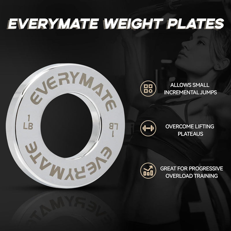 EVERYMATE Fractional Micro Weight Plates Set of 8 Weight Plate Pair of 0.25LB 0.5LB 0.75LB 1 LB for Olympic Barbells for Strength Training Micro Plates Weight Plate