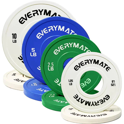 EVERYMATE Change Weight Plates 1.25LB 2.5LB 5LB 10LB Set Fractional Plate Olympic Bumper Plates for Cross Training Bumper Weight Plates Steel Insert Strength Training Weight Plates