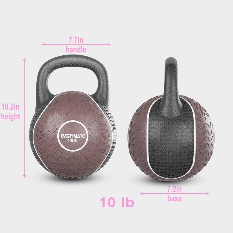 EVERYAMTE  Anti Slip Hand Kettlebell Weights for Home Workout Kettlebells Massage Kettlebell, 10LB Rubber Kettlebell