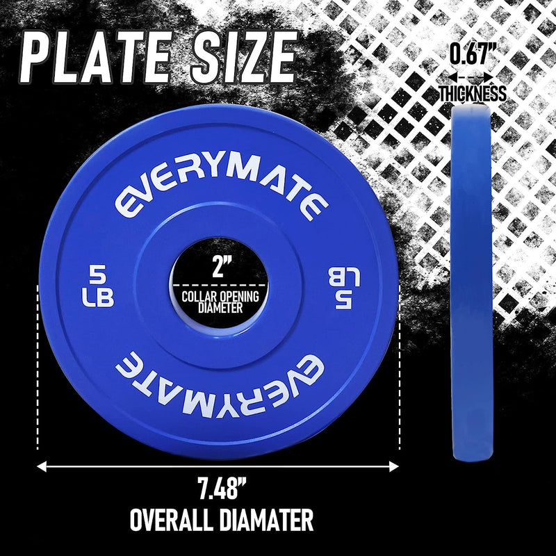 EVERYMATE Change Weight Plates Fractional Plate Olympic Bumper Plates for Cross Training Weight Plates Steel Insert Strength Training Weight Plates Weight Loss Sold 2.5LB 5LB