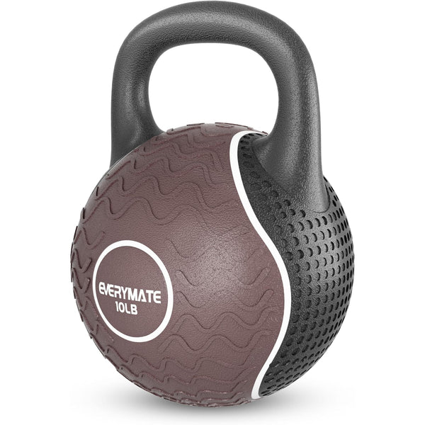 EVERYAMTE Soft Massage Kettlebells, Rubber Kettlebell, Anti Slip Hand Kettlebell Weights for Home Workout Kettlebells Color Coded Massage Kettlebell, 10LB Rubber Kettlebell