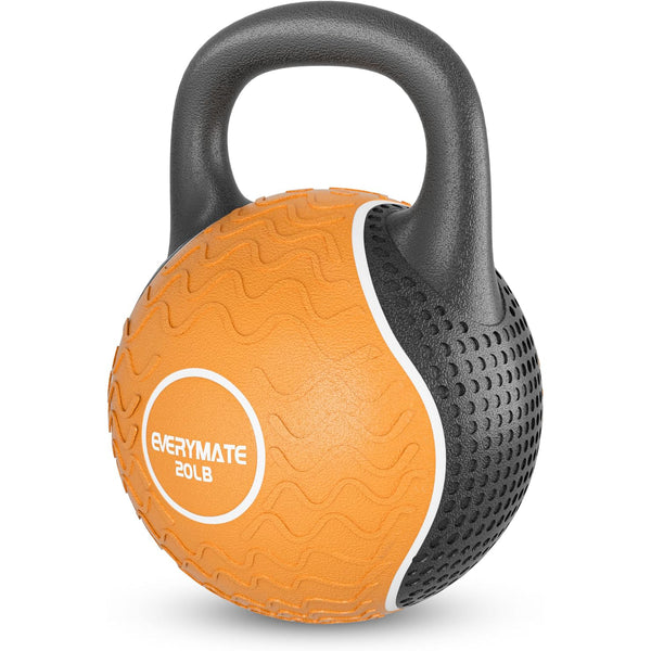 EVERYAMTE Soft Massage Kettlebells, Rubber Kettlebell, Anti Slip Hand Kettlebell Weights for Home Workout Kettlebells Color Coded Massage Kettlebell, 20LB Rubber Kettlebell