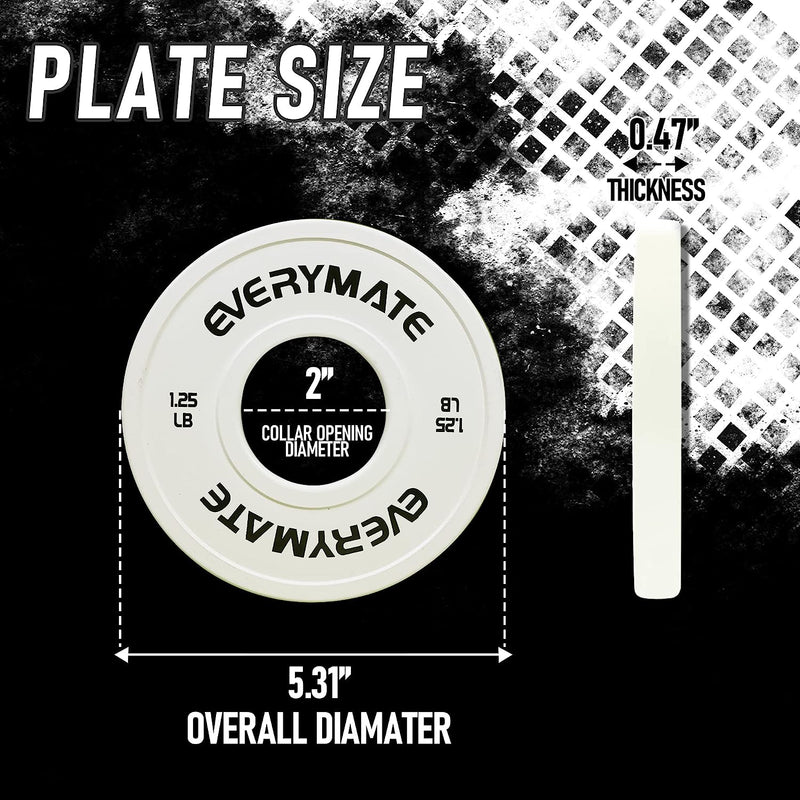 EVERYMATE Change Weight Plates Fractional Plate Olympic Bumper Plates for Cross Training Weight Plates Steel Insert Strength Training Weight Plates Weight Loss Sold 1.25LB