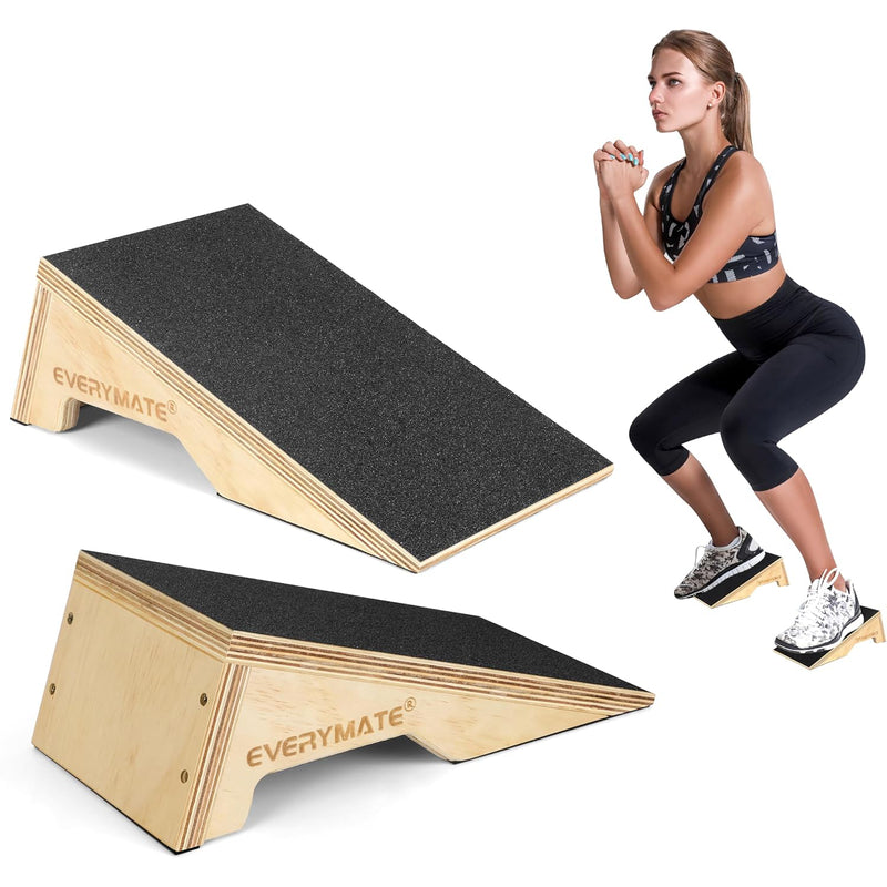 Slant Board for Calf Stretching, Calf Stretcher Slant Board, Non-Slip Heel Elevated Squat Wedge Block, Wooden Squat Wedge Professional for Knees Ankle Heel Feet Leg ﻿