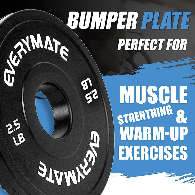 EVERYMATE Black Change Weight Plates 2.5LB Set Fractional Plate Olympic Bumper Plates for Cross Training Bumper Weight Plates Steel Insert Strength Training Weight Plates