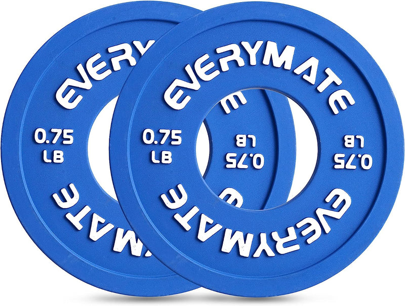 EVERYMATE Rubber Fractional Weight Plates Set of 8 Micro Weight Plate Pair of 0.75LB for Olympic Barbells for Strength Training Micro Plates Weight Plate