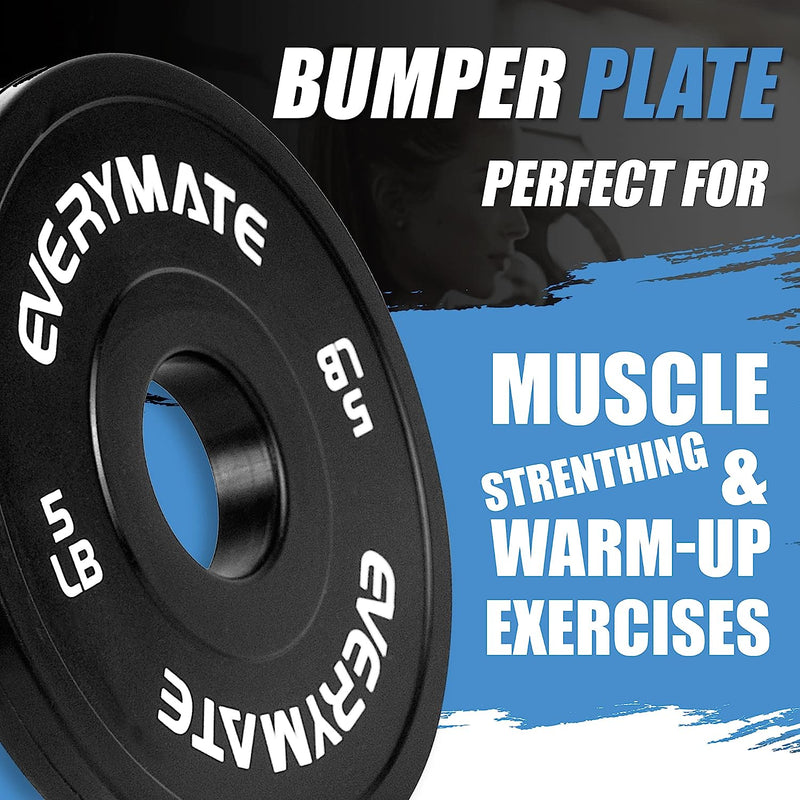 EVERYMATE Black Change Weight Plates 1.25LB 2.5LB 5LB Set Fractional Plate Olympic Bumper Plates for Cross Training Bumper Weight Plates Steel Insert Strength Training Weight Plates