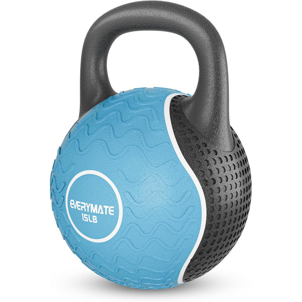 EVERYAMTE Soft Massage Kettlebells, Rubber Kettlebell, Anti Slip Hand Kettlebell Weights for Home Workout Kettlebells Color Coded Massage Kettlebell, 15LB Rubber Kettlebell