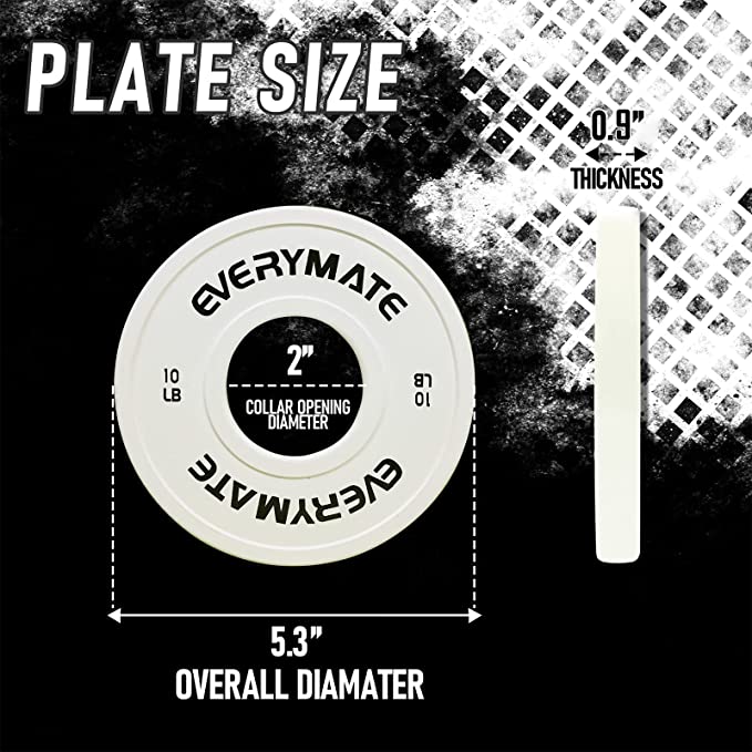 EVERYMATE Change Weight Plates 10LB Set Fractional Plate Olympic Bumper Plates for Cross Training Bumper Weight Plates Steel Insert Strength Training Weight Plates